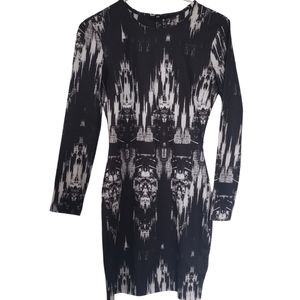 H&M Black White Gray Cutout Dress S